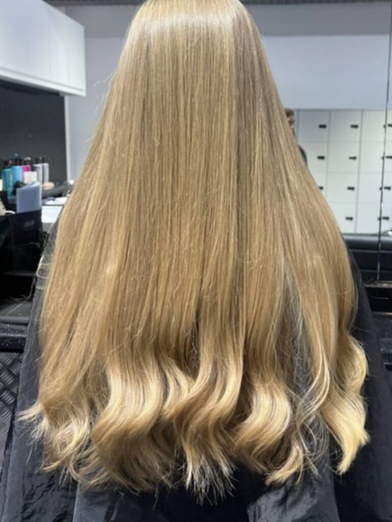Soft blonde finish from Broadway Hair Salon.