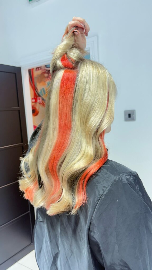 Blonde with a pop of colour